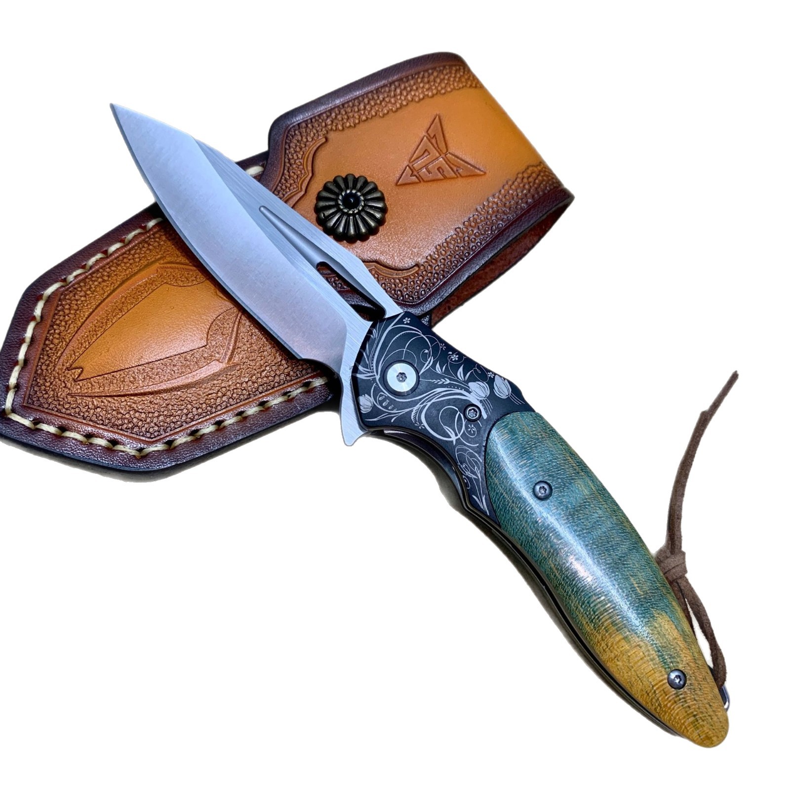 Edc Day Carry - RHON 3.4インチEDCナイフ高炭素D2鋼製折りたたみ式日常携帯ポケットナイフ、アウトドアハイキングキャンプ用ポケットナイフ（シースルーハンドル付き）