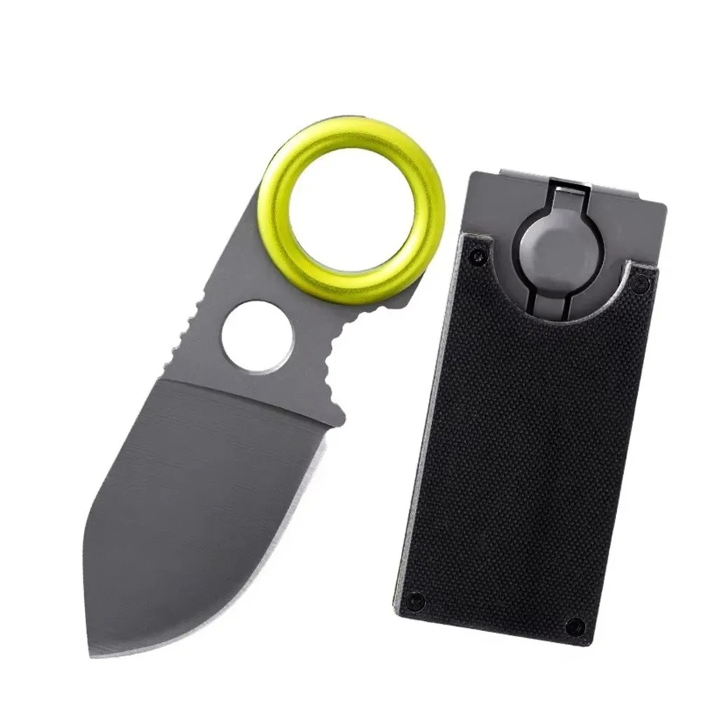 Edc Pocket Carry Fixed Blade - ミニ EDC リング固定刃ナイフ ステンレス鋼ポケットナイフ 屋外や日常の持ち運びに便利な開梱用ツール ジャングルナイフ