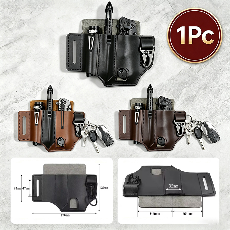 Edc Carry Belt Leather - 牛革ウエストハンガーポータブル戦術 EDC ツールホルダー屋外キャンプ懐中電灯折りたたみナイフキーオーガナイザー