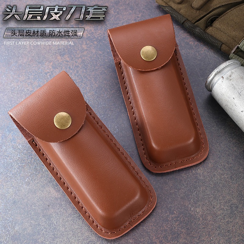 Edc Carry Belt Leather - 本革ナイフシース 折りたたみナイフ用 ポータブルベルトキャリーケース アウトドアEDCホルダー