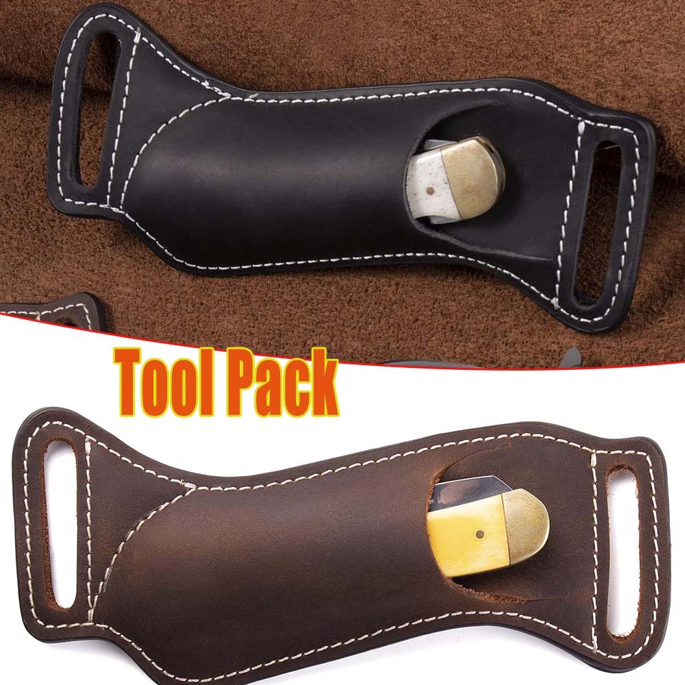 Edc Carry Belt Leather - 戦術用EDC折りたたみナイフシースウエストハンギング5インチナイフホルスターポーチ、アウトドアギアベルトキャリー、ヘビーデューティーツールパック