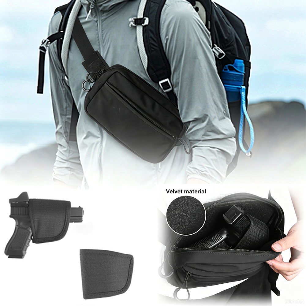 Edc Concealed Carry Holster - 隠しキャリーウエストバッグ戦術的なファニーパックホルスターピストルポーチ付きクロスボディEDCハンドガンバッグ狩猟ハイキング用