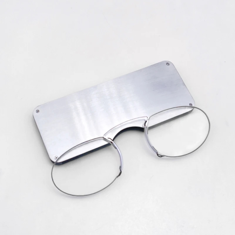 Wallet Slim Titanium - ボックス付きクリップノーズラウンド光学メガネ、ミニ読書用メガネ、ポータブルウォレット、処方箋、1〜3、2024