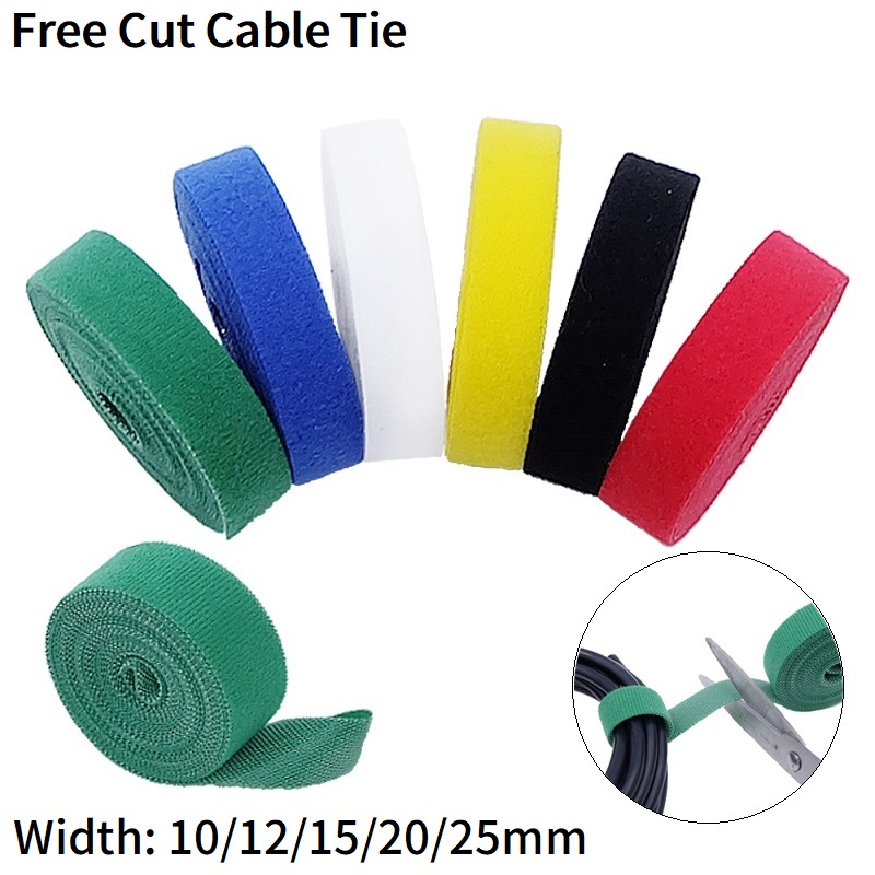 Gear Tie Reusable - 5 メートル自己粘着ファスナー 10/12/15/20/25 ミリメートルフックループテープオーガナイザー再利用可能なケーブル管理ストラップ DIY アクセサリーケーブルタイ