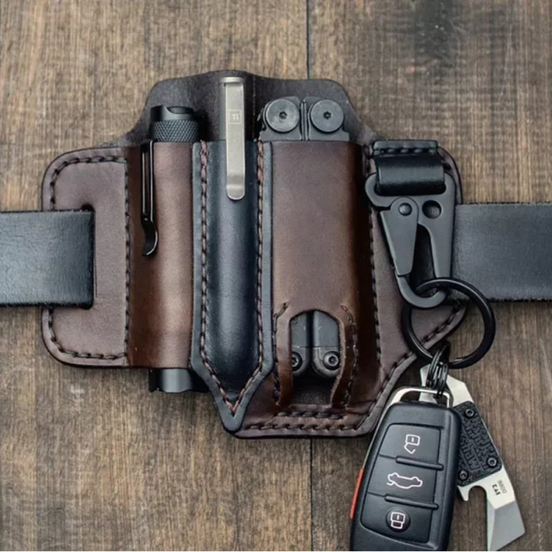 EDC タクティカルレザーポーチ レトロウエストバッグ 多機 - Leather Edc. Carry Pouch のレビューと価格