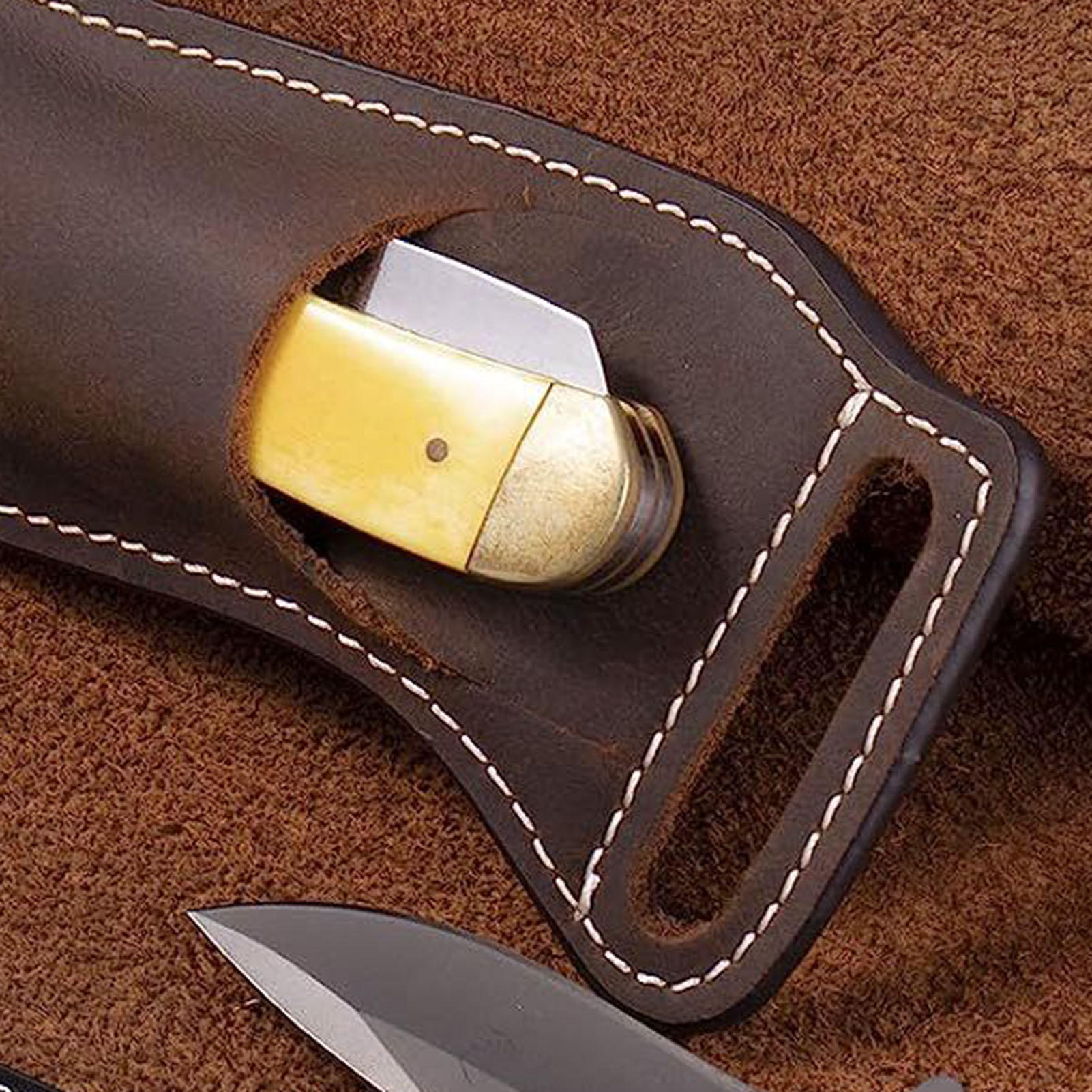 ブラウンレザーナイフウエストバッグ EDCツール用 ポータブ - Edc Carry Belt Leather のレビューと価格