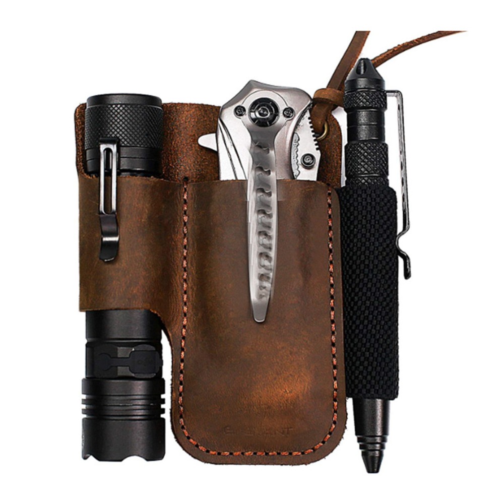 耐久性のある牛革製マルチツールシース（ペンループ付き、ブラウ - Edc Carry Belt Leather のレビューと価格