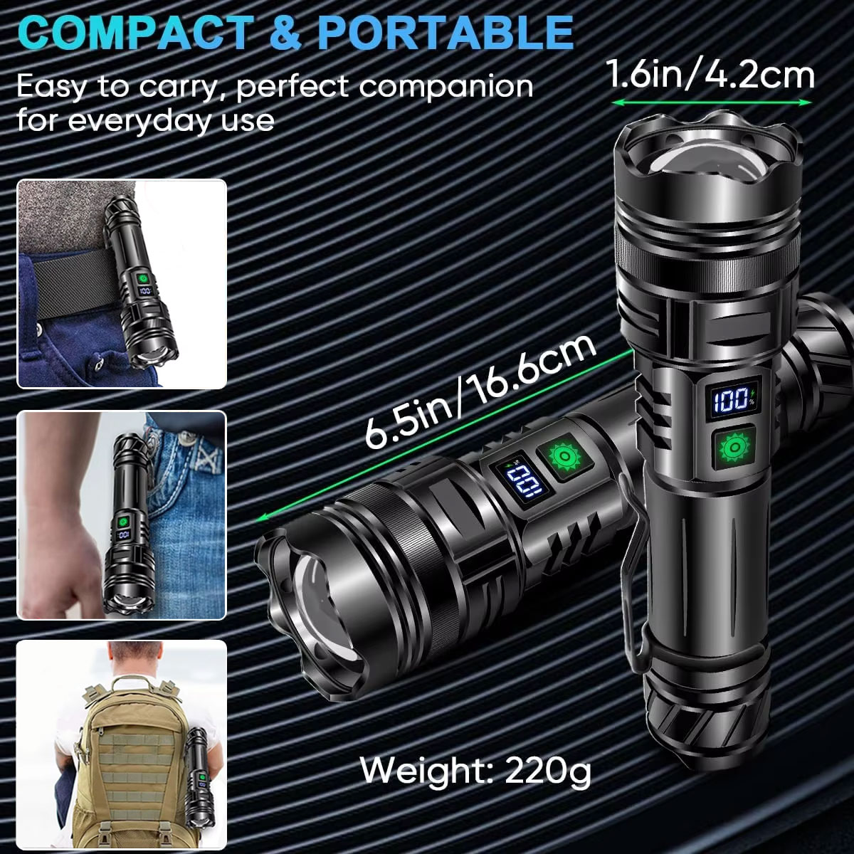 ハイパワー LED 懐中電灯 USB 充電式強力な強力な光ラ - Edc Carry Pen のレビューと価格