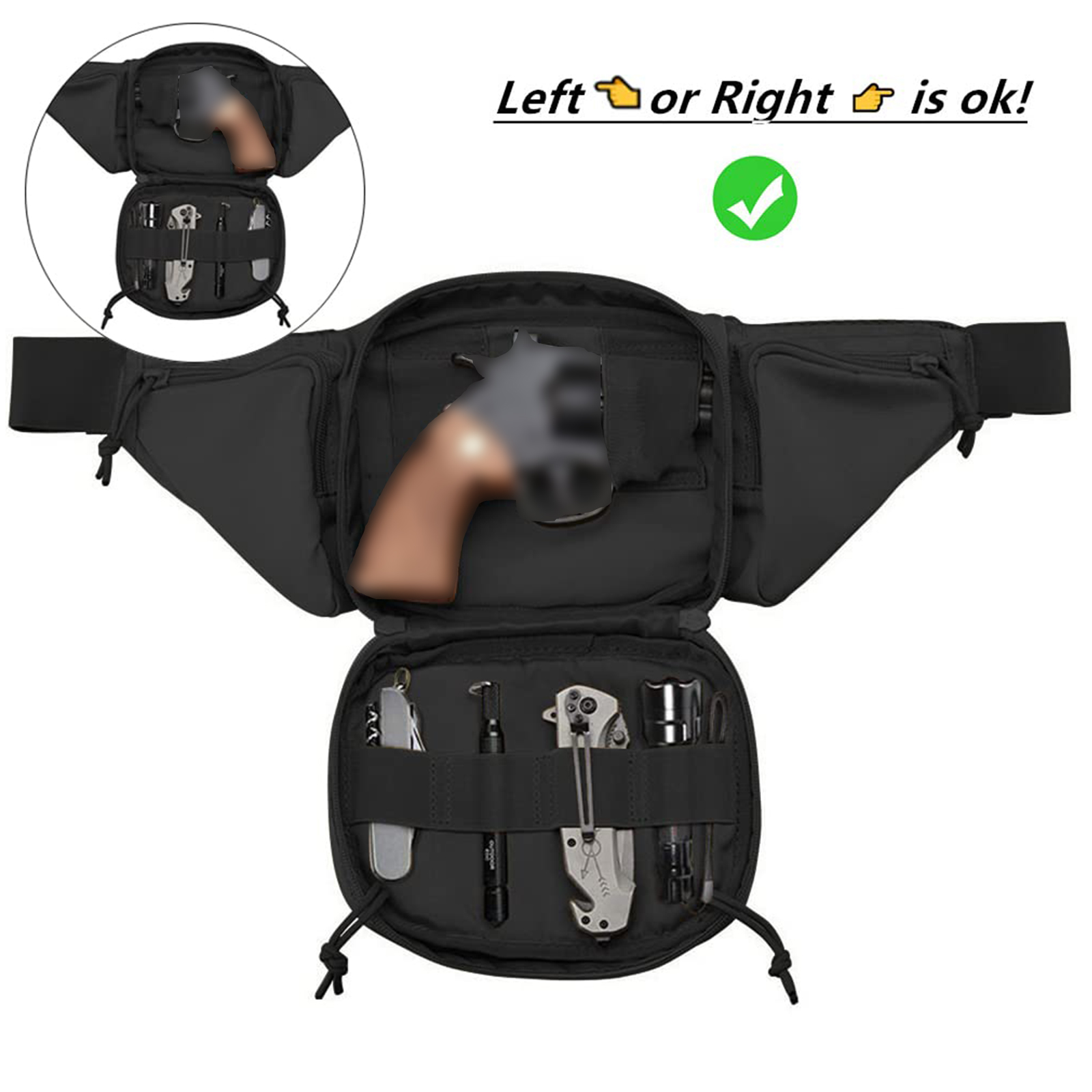 戦術的なファニーパックガンホルスター隠しキャリーピストルウエ - Edc Concealed Carry Holster のレビューと価格