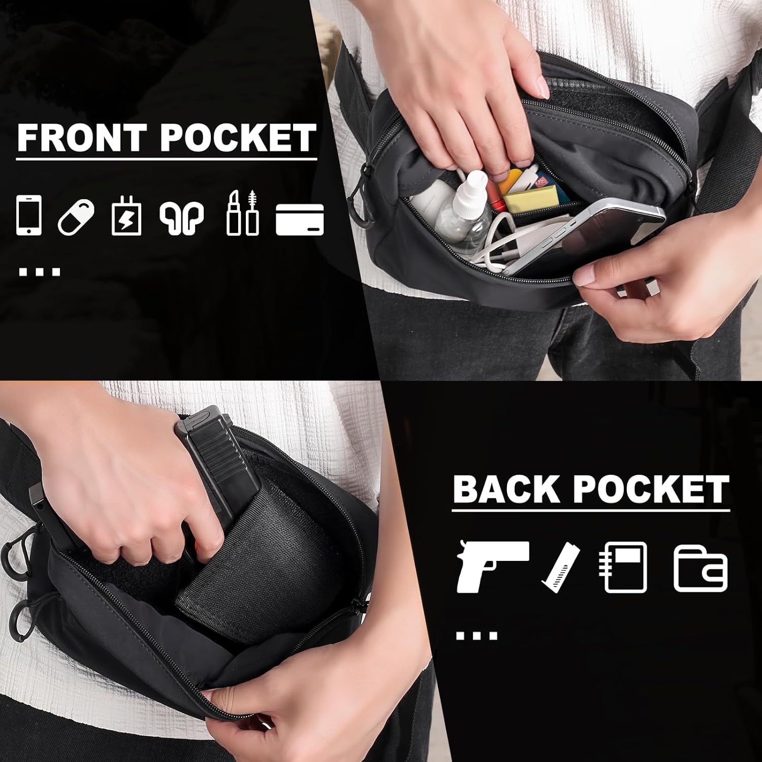 タクティカルファニーパック ホルスター付き 隠しキャリーバッ - Edc Concealed Carry Holster のレビューと価格